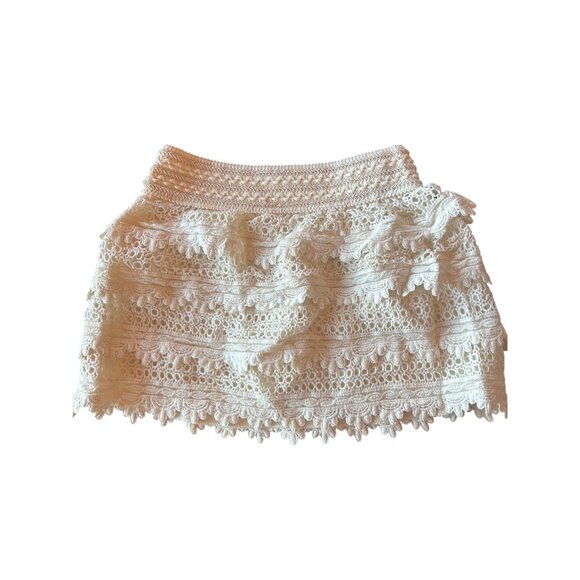 RAGA Dresses & Skirts - Raga Womens Eggshell Lace Mini Skirt With Ruffled Details & Lining Size M